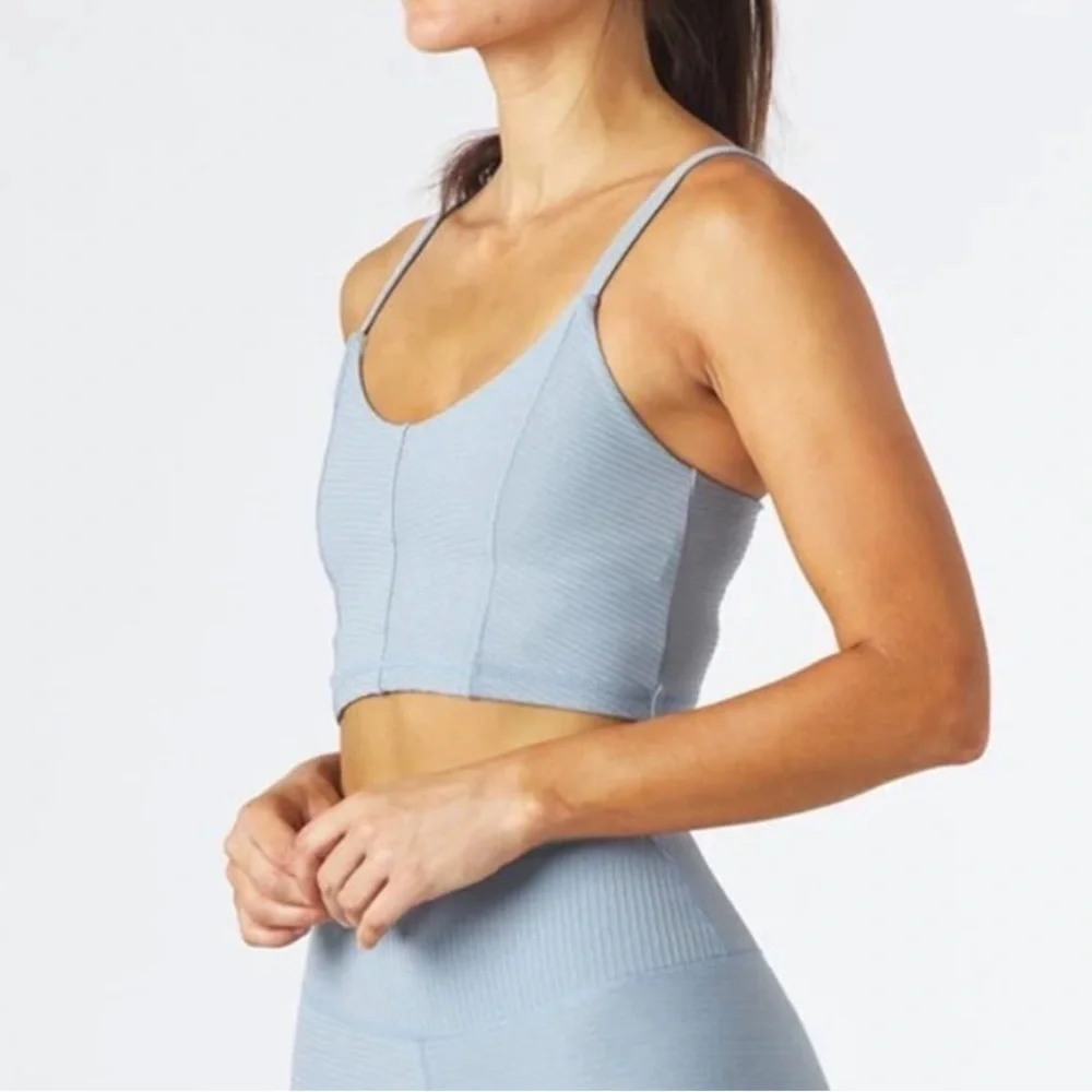 NWT GLYDER Charge Bra Blue Silver Shimmer Large